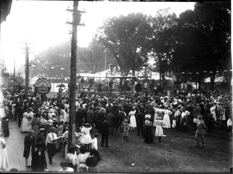 Crowd gathered around amusement ride at Oxford Street Fair ca. 1912 (3195547498) photo