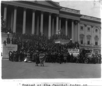 Crowd on steps of the U.S. Capitol on the arrival of a bonus petition signed by over 1,000,000 veterans LCCN2002695660