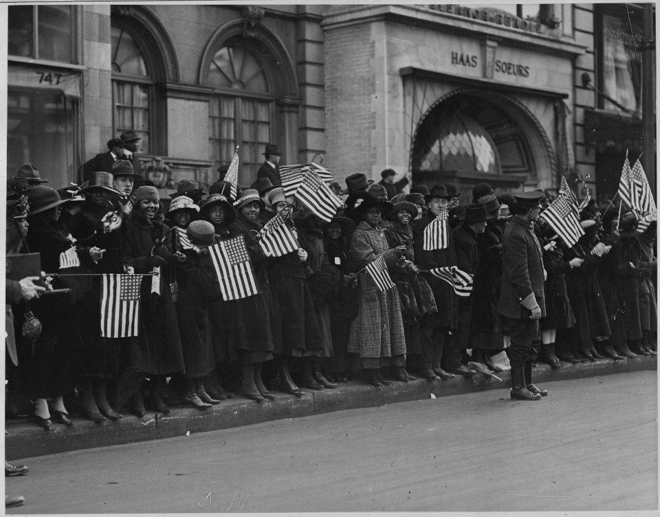 Crowds waiting for the parade of the famous 369th (African American) Infantry, formerly 15th New Yor . . . - NARA - 533517