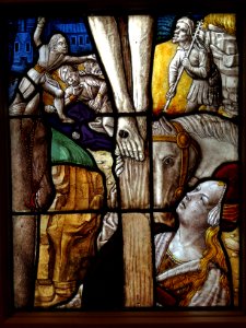 Crucifixion, detail, stained glass, Museum Schnütgen photo