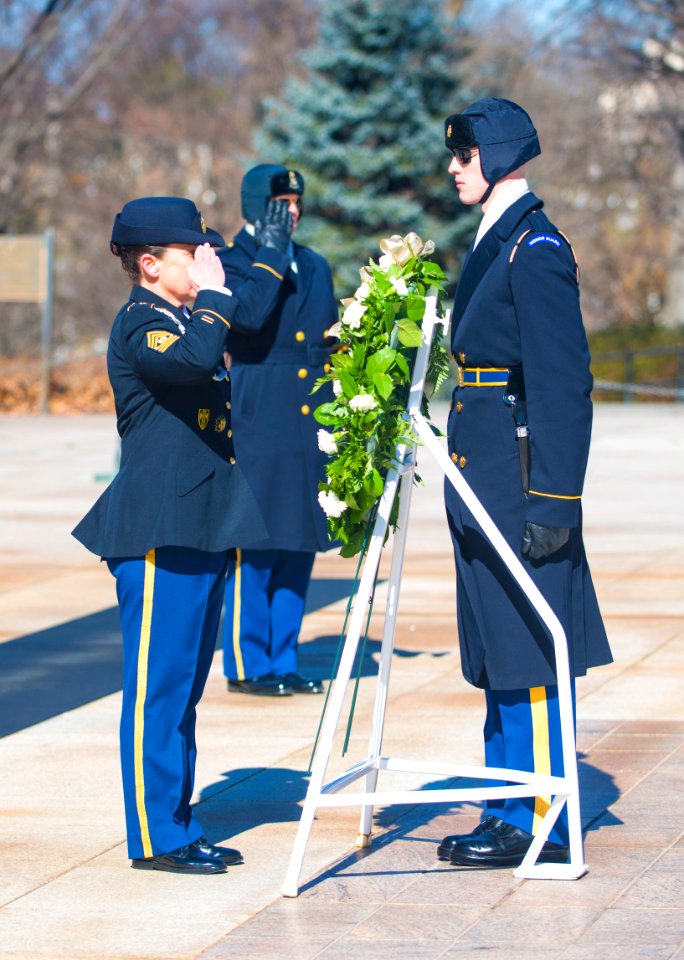 CSM Brenda Curfman Retirement Wreath Laying - salute (16522010565)