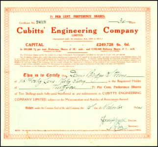 Cubitts Engineering Comp. 1924 photo