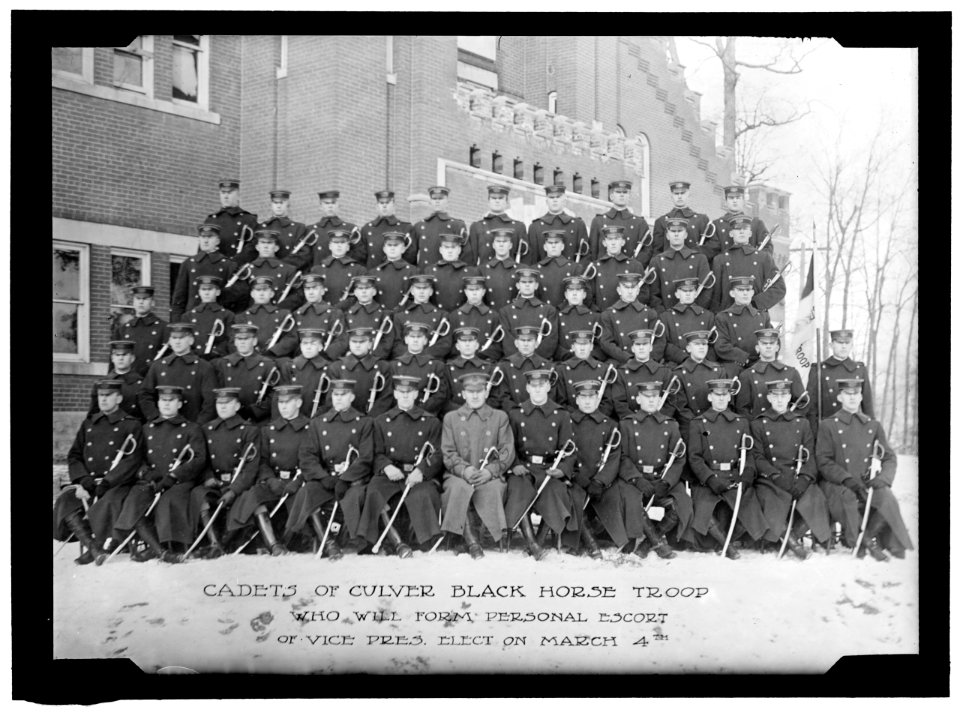 CULVER MILITARY ACADEMY. BLACK HORSE TROOP, PERSONAL ESCORT TO VICE PRESIDENT MARSHALL AT INAUGURATION LCCN2016864331