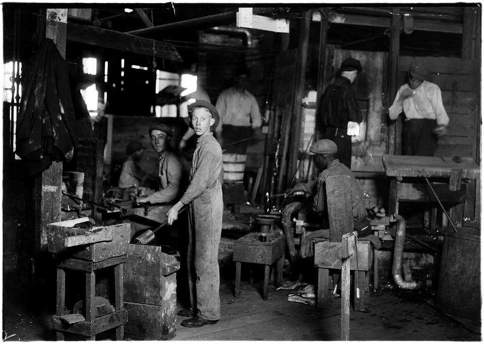Cumberland Glass Works. A young holding mold boy is seen, dimly, in middle distance to left of centre. Negroes... - NARA - 523227