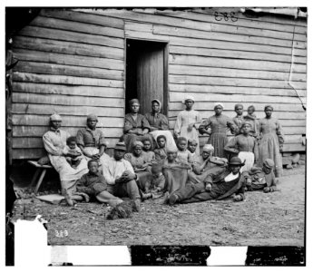 Cumberland Landing, Va. Group of 'contrabands' at Foller's house LOC cwpb.01005