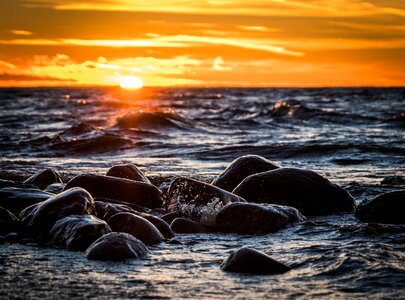 Sunset water wave photo