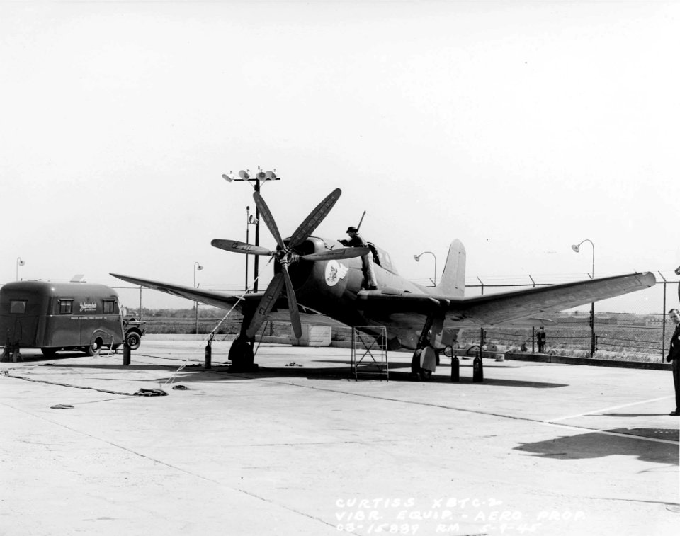 Curtiss XBTC-2 with technician c1946