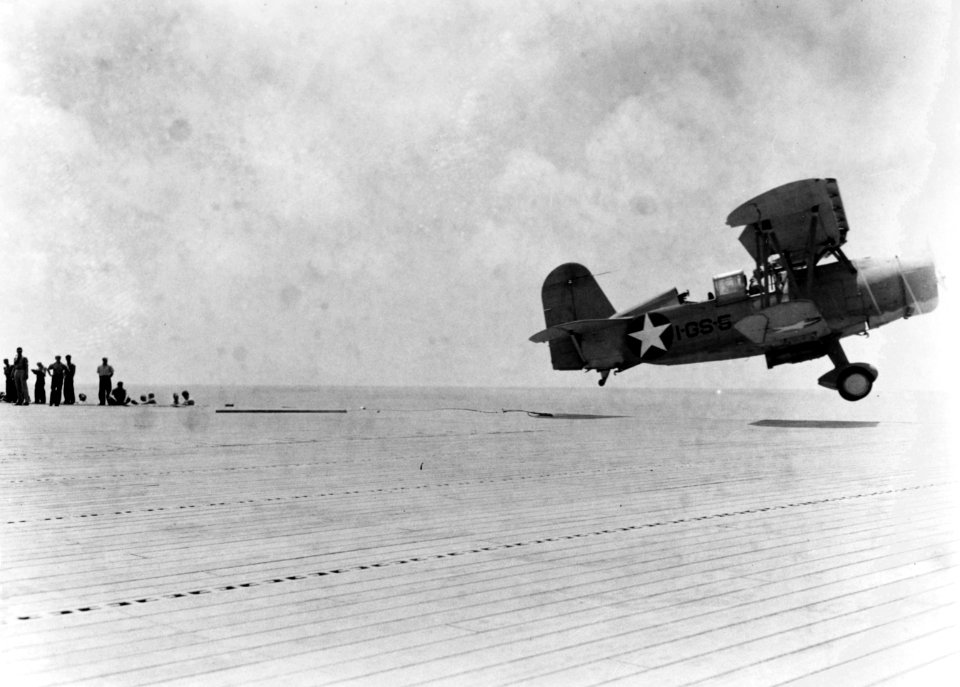 Curtiss SOC-3A Seagull of VGS-1 is launched from USS Long Island (AVG-1) on 21 May 1942 (80-G-14549)