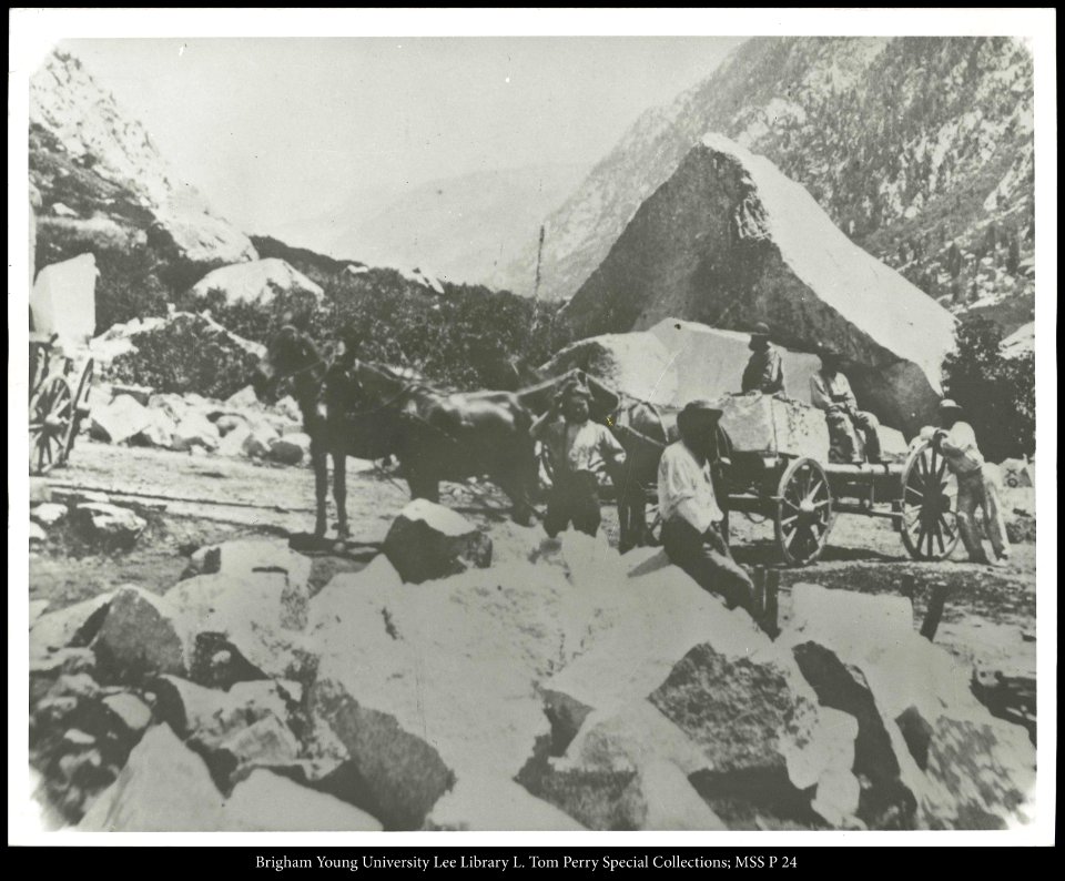 Cutting granite for the S.L. Temple