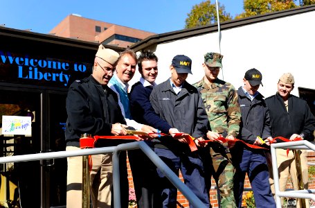 Cutting the ribbon on the Liberty Center DVIDS126675 photo