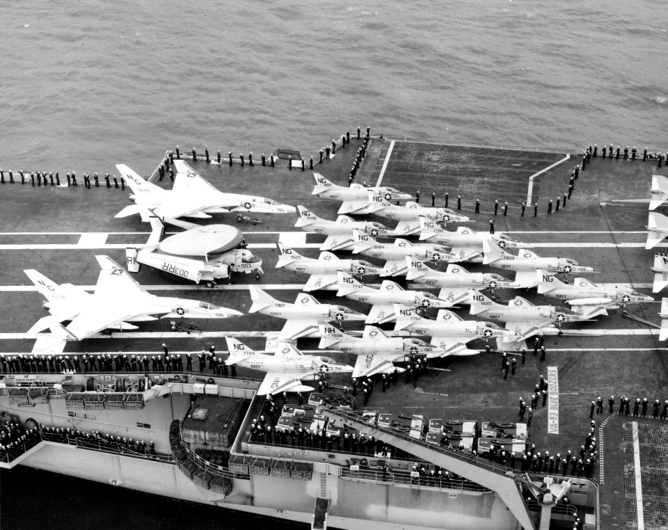 CVW-9 aircraft on USS Enterprise (CVAN-65) SF Bay 1966