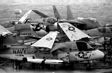 CVW-6 aircraft on USS Independence (CV-62) off Lebanon 1983 photo