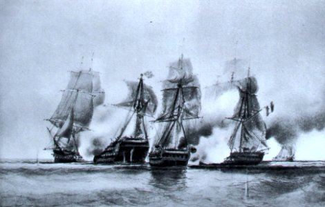 Cybèle and Prudente vs English ship and frigate 22 dec 1794-Durand Brager img 3104