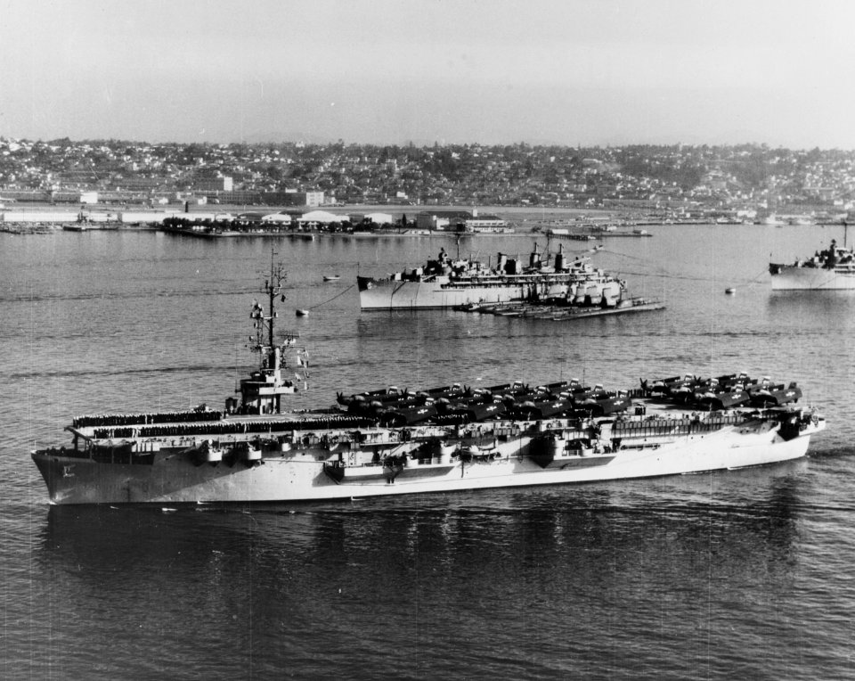 CVE-114 departing San Diego Jan1954