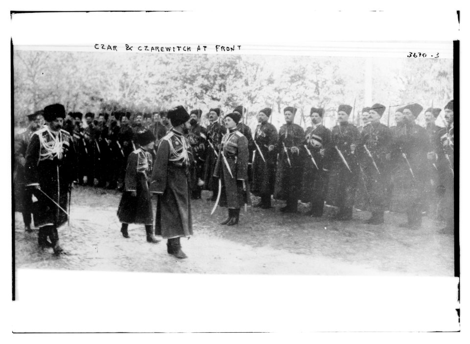 Czar & Czarewitch at front (reviewing Cossacks) LCCN2014700293