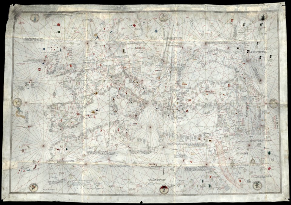 Cópia manuscrita do mapa portolano de Pizigani (1367) realizada por Agostinho Sardi (1802)