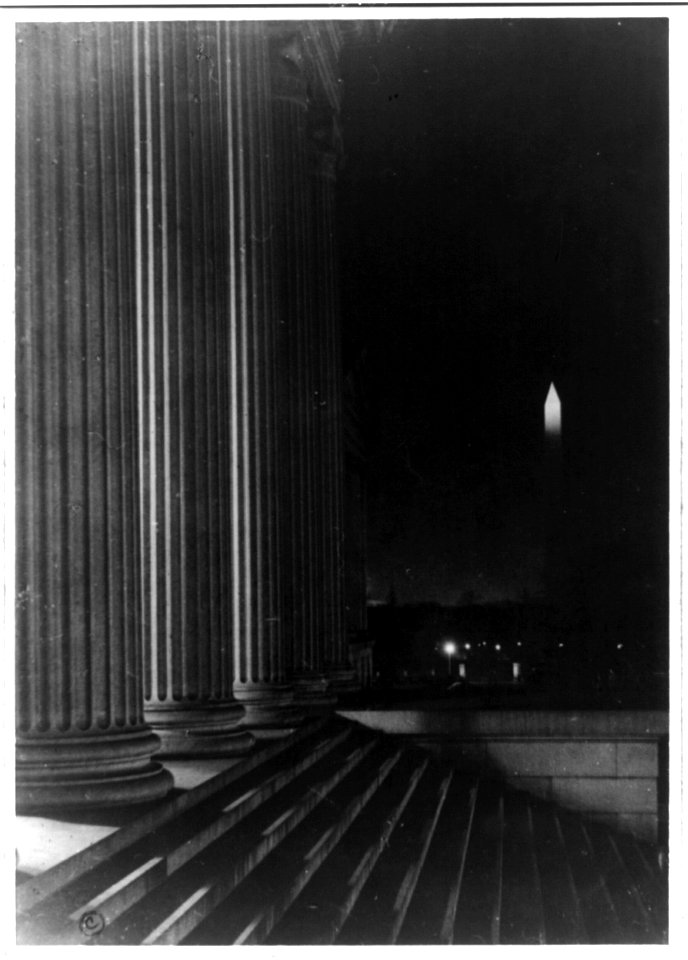 D.C. Washington - Washington Monument - View at night from Treasury and across Basin LCCN2002714620
