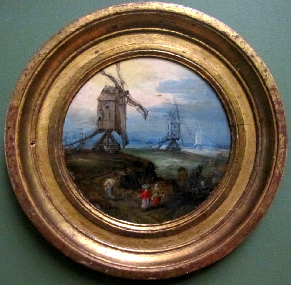 Da jan brueghel il vecchio, paesaggio con mulino a vento (inizio del xvii sec)
