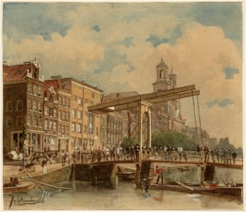 De Houtgracht, later Waterlooplein 27-65, na 1983 129-207, vóór de demping in 1882 photo