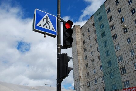 Crosswalk red light road sign