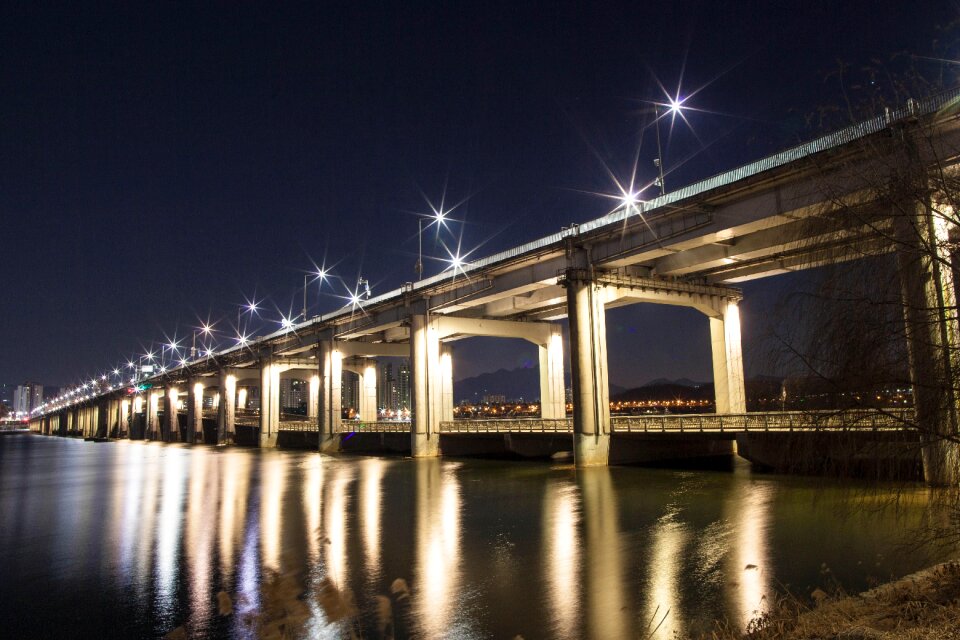 Night view bridge high road