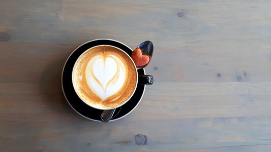 Table cappuccino morning photo