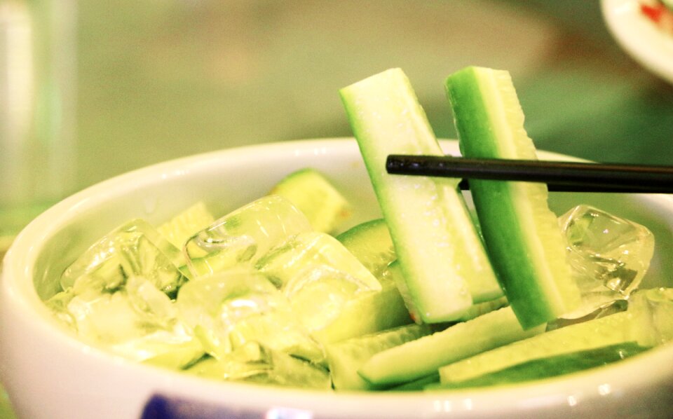 Cucumber ice eating