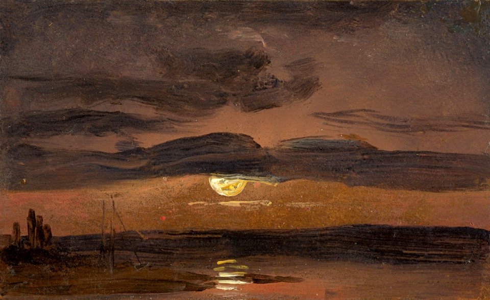 Johan Christian Claussen Dahl - The Elbe by Moonlight (1856)