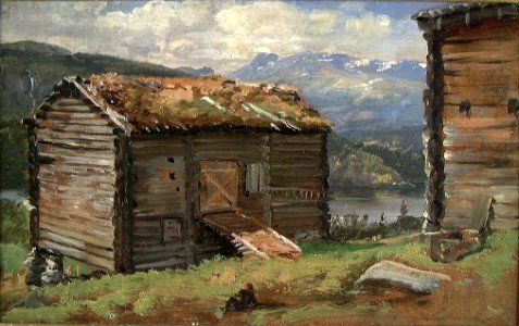 Johan Christian Dahl - Farm Buildings at Hjelle in Valdres - NG.M.00423 - National Museum of Art, Architecture and Design photo