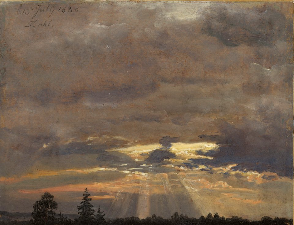 Johan Christian Dahl - Cloud Study with Sunbeams - NG.M.00426-031 - National Museum of Art, Architecture and Design