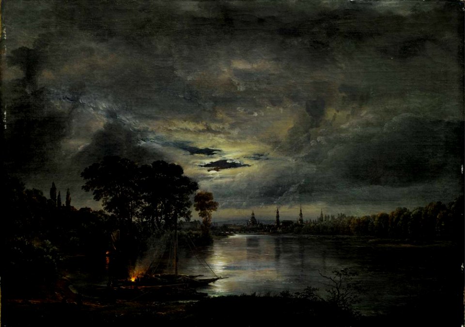 Johan Christian Claussen Dahl - Dresden im Mondlicht (1823)