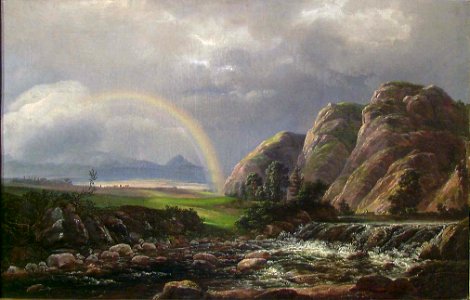 Johan Christian Claussen Dahl - Landskap med regnbue, Plauenscher Grund (1819)