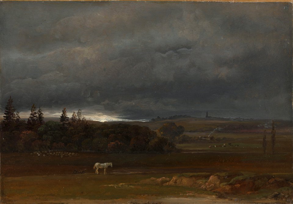 Johan Christian Dahl - Fields near Dresden with a white Horse - NG.M.00426-004 - National Museum of Art, Architecture and Design