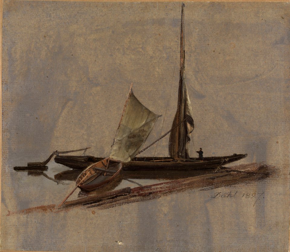 Johan Christian Dahl - Two Sailing-Boats at the Elbe - NG.M.02443 - National Museum of Art, Architecture and Design