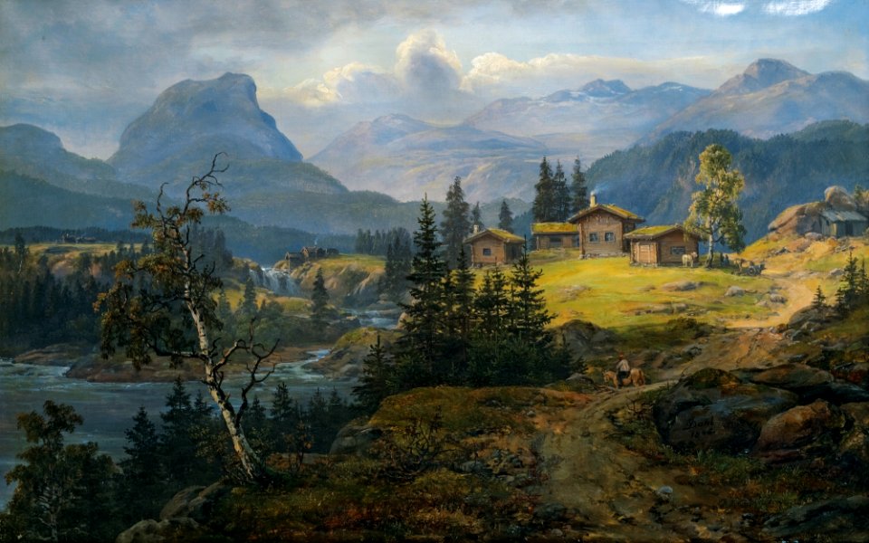 Johan Christian Dahl - Fra Øylo i Valdres - View of Øylo Farm, Valdres