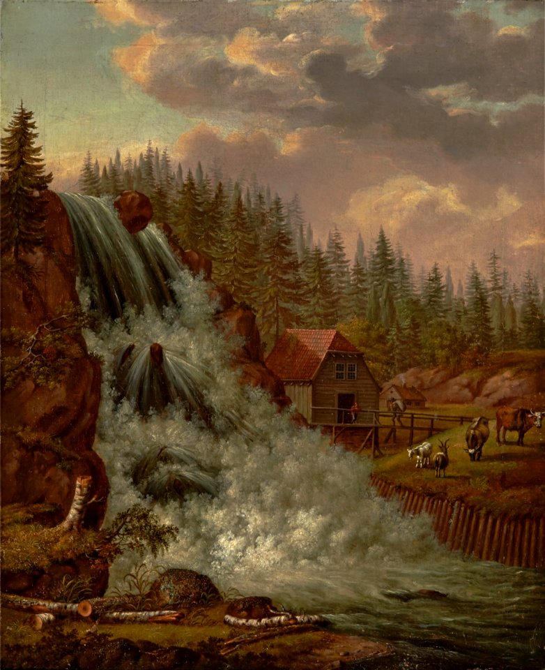 Johan Christian Claussen Dahl - Norsk landskap, Rogna vannfall (1812)