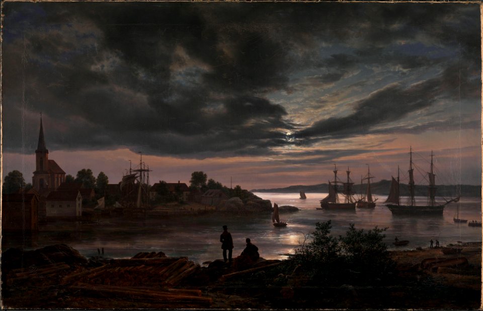 Johan Christian Dahl - Larvik by Moonlight - NG.M.00034 - National Museum of Art, Architecture and Design