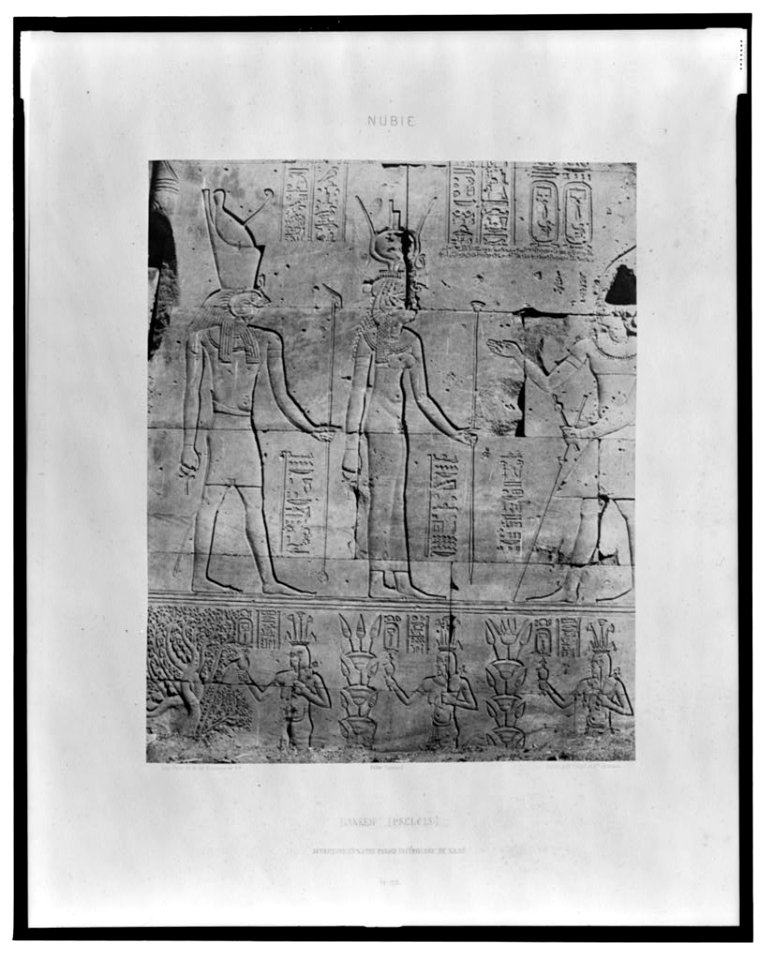 Dakkeh (Pselcis) - sculptures d'une des parois intérieures du naos - Félix Teynard. LCCN2001695374