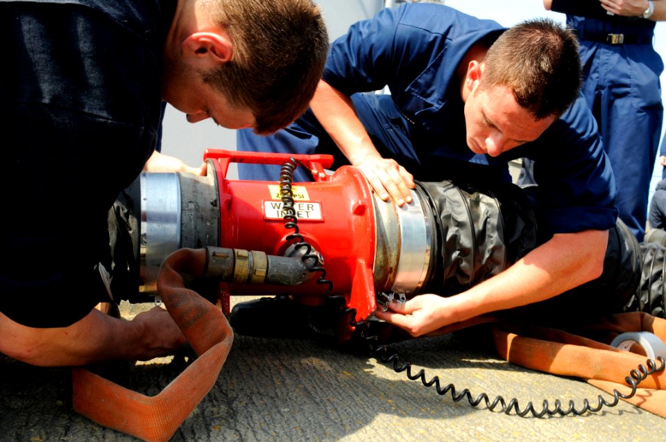 Damage control training aboard USS Blue Ridge 120428-N-XG305-539