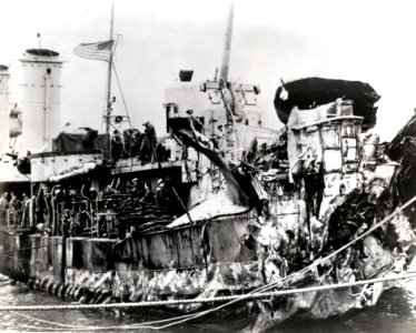 Damaged stern of USS Nelson (DD-623) in June 1944