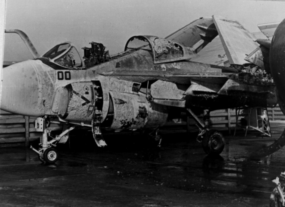 Damaged Grumman A-6A Intruder of VMA(AW)-242 at Da Nang Air Base, Vietnam, 30 January 1968 (26389635)