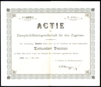 Dampfschiffahrtsgesellschaft Zugersee 1898