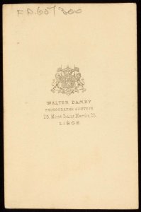 Damry, Walter - carte de visite, achterzijde