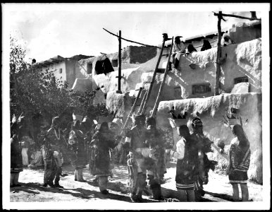 Dance at the Fiesta de San Esteban (Saint Stephen), Acoma Pueblo, ca.1900 (CHS-4512)