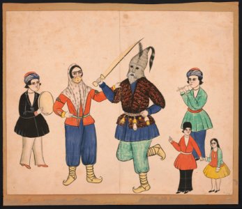 Dancer with mask and musicians LCCN2017658966