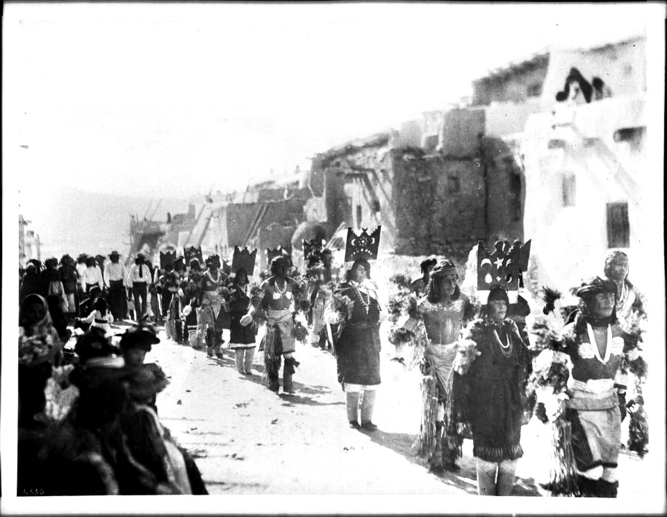 Dancers at the Fiesta de San Esteban (St. Stephan), Acoma Pueblo, New Mexico, 1886 (CHS-4550)