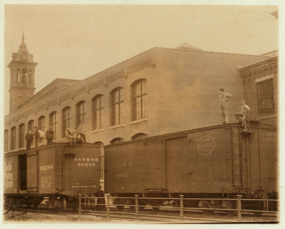 Dangerous Noon-hour Recreation. Doffer boys and others from Pacific Mill(s). LOC nclc.01865