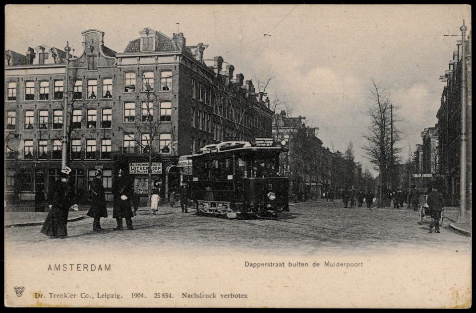 Dapperstraat buiten de Muiderpoort. Uitgave Dr. Trenkler Co. Leipzig, Afb PRKBB00340000001