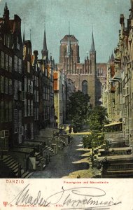 Danzig, Westpreußen - Frauengasse und Marienkirche (Zeno Ansichtskarten)