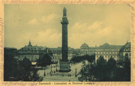 Darmstadt, Hessen - Luisenplatz mit Denkmal Ludwig I. (Zeno Ansichtskarten)